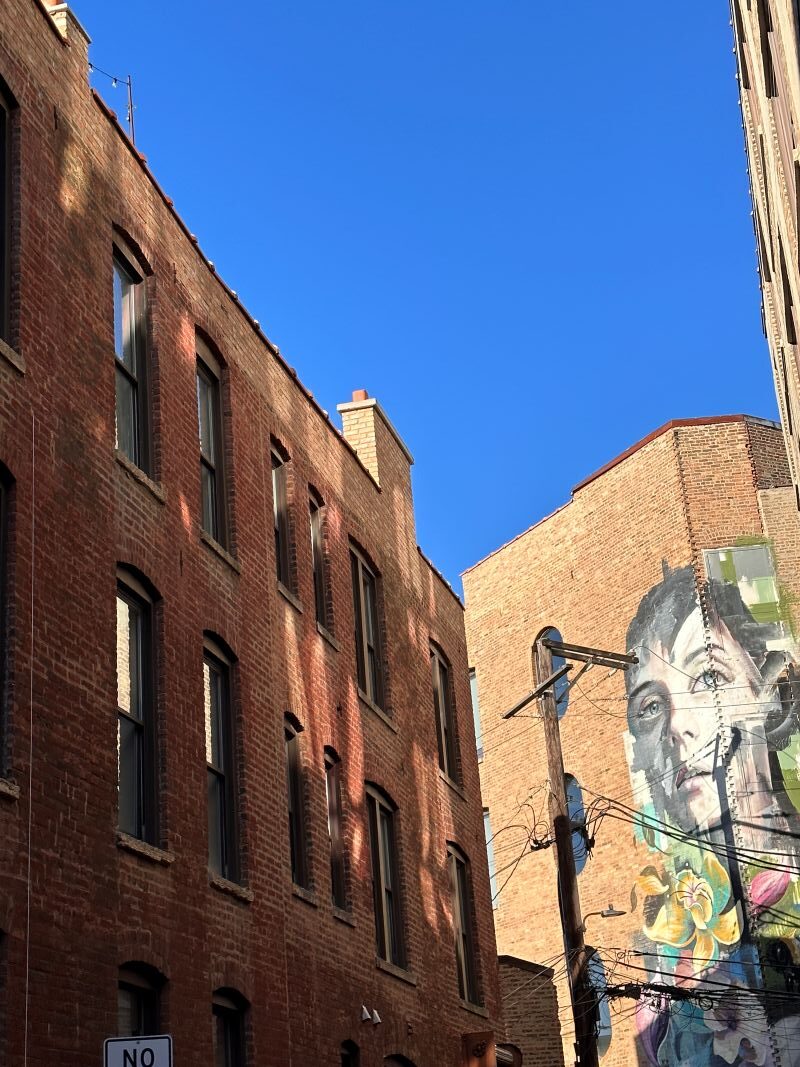 building with the mural